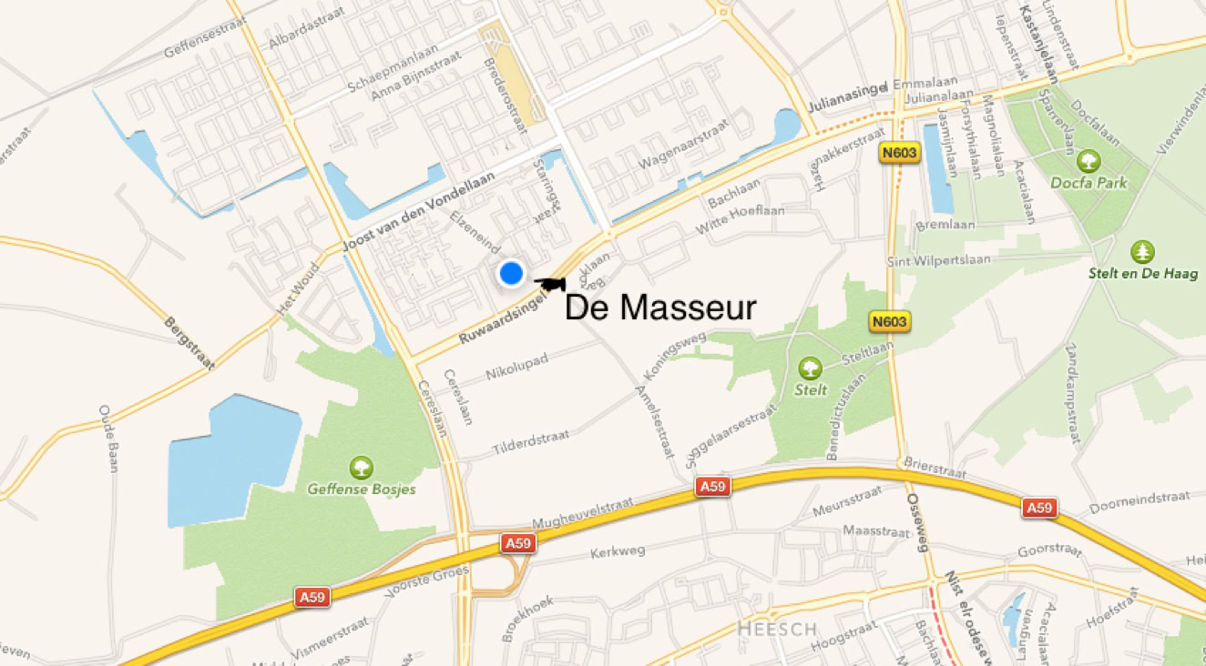 Afbeelding van de route naar de massagepraktijk